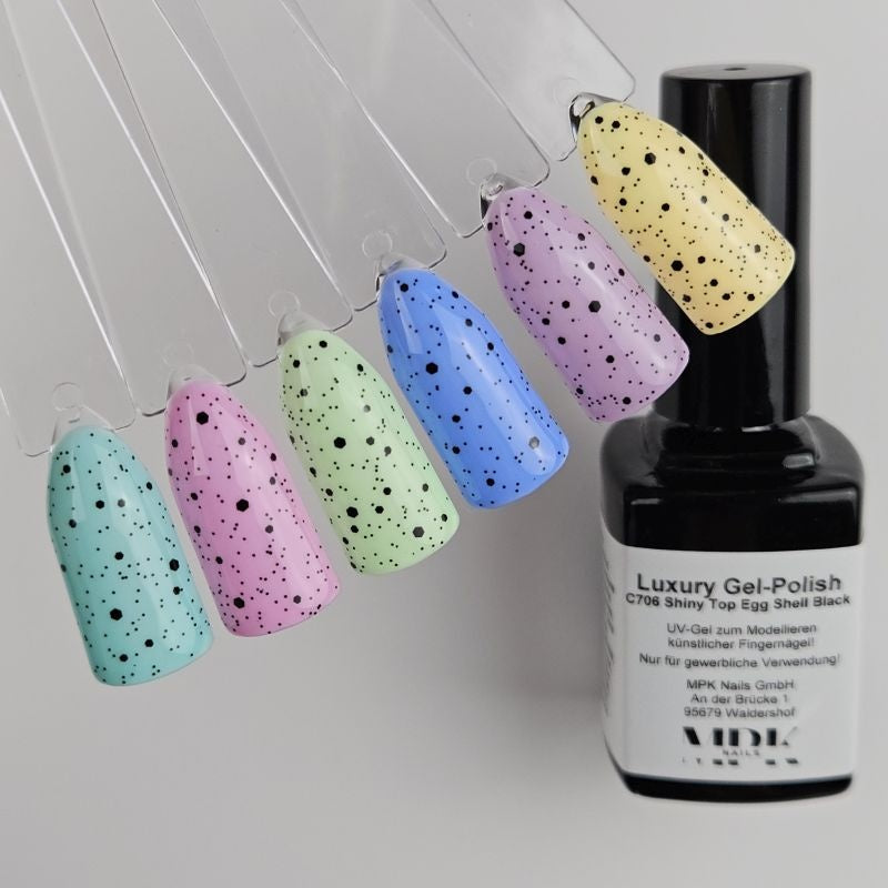 3x Luxury Gel Polish Shiny Top  Egg Shell im Set