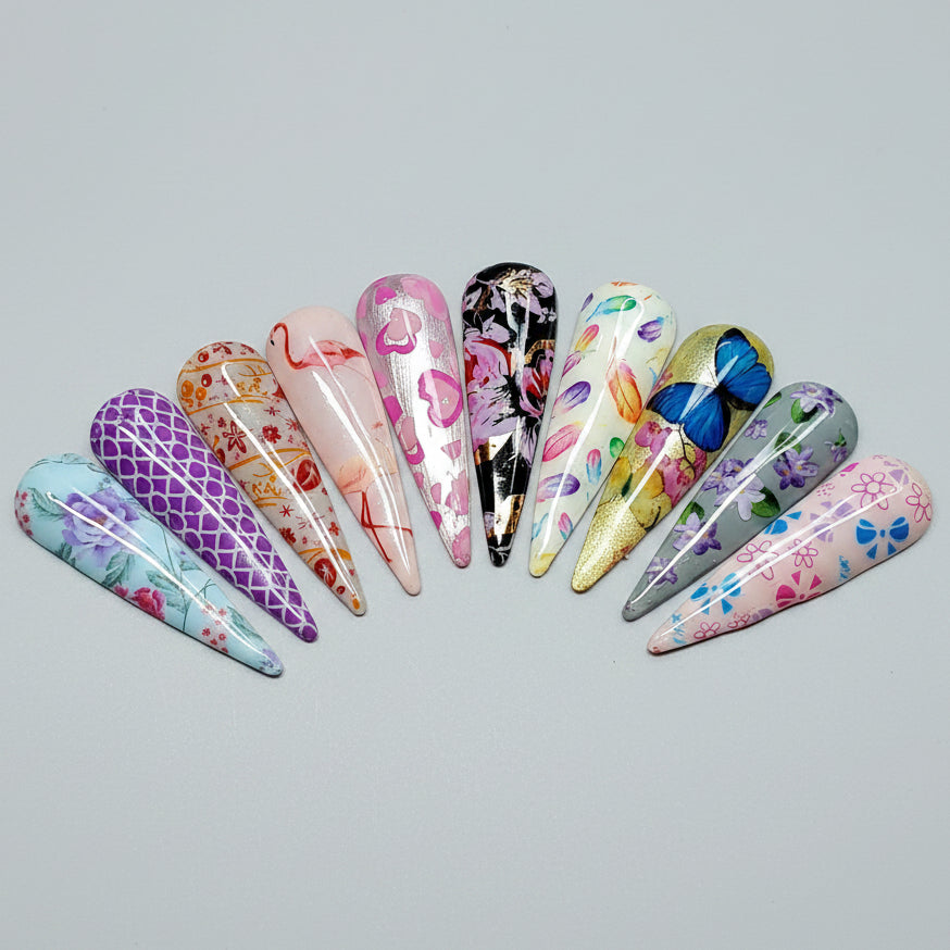 10x Nailart Transfer Folie in Box #26-07