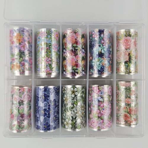 Bild 1 in Galerieansicht laden. 10x Nailart Transfer Folie in Box #Flowers