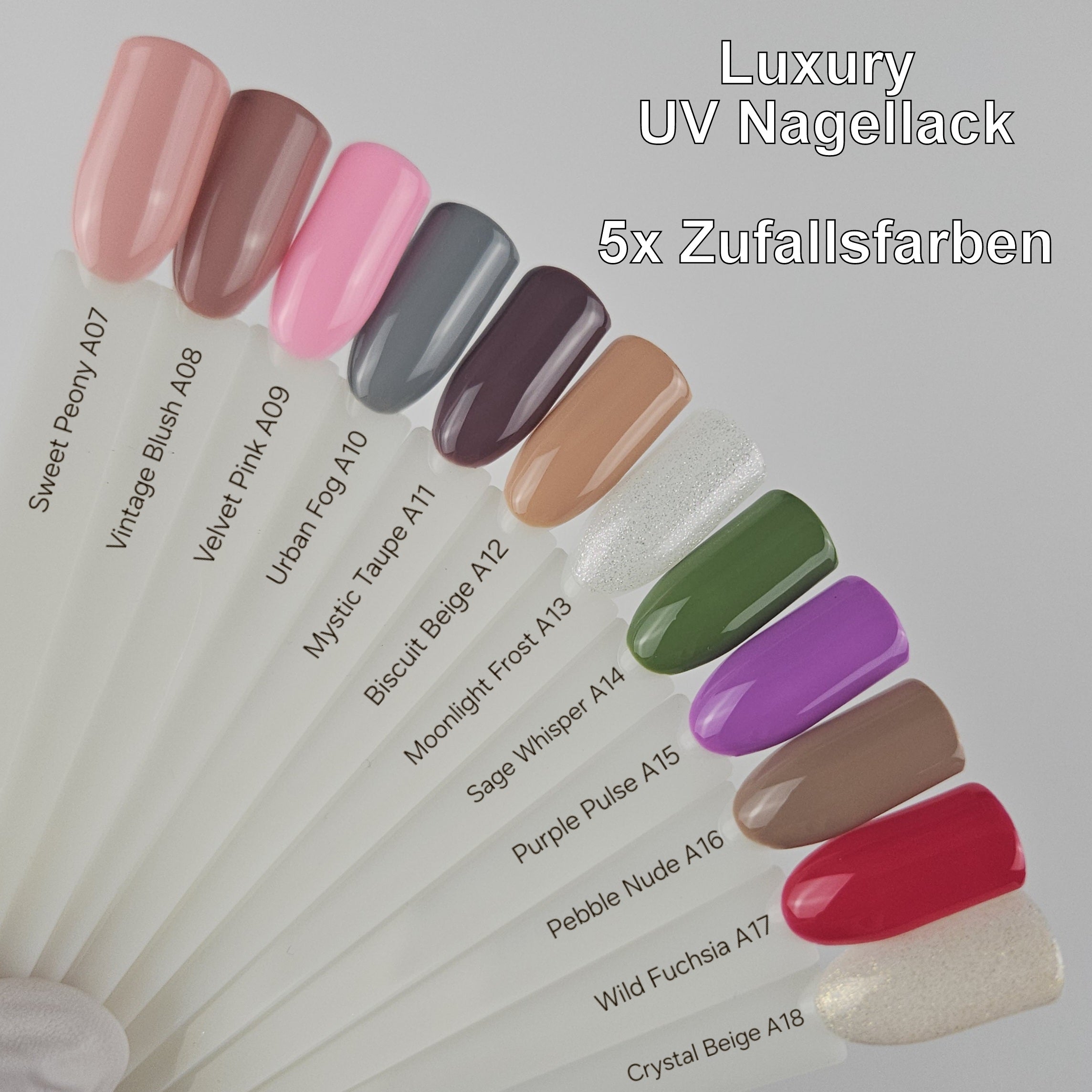 5x Luxury UV Nagellack Zufallsfarben